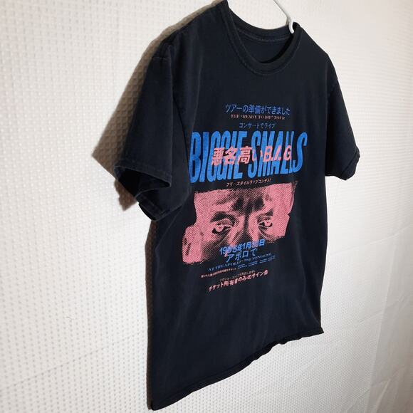 Biggie Smalls S T-Shirt Washed Black Tour Style Tee Japanese Text Rap Graphic - Picture 3 of 4